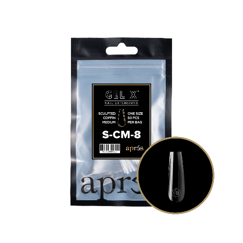Apres Gel X Refill Tips 2.0 (50pcs) - Sculpted Medium Coffin Nail Extensions for Professional Salon & DIY Manicure at Home
