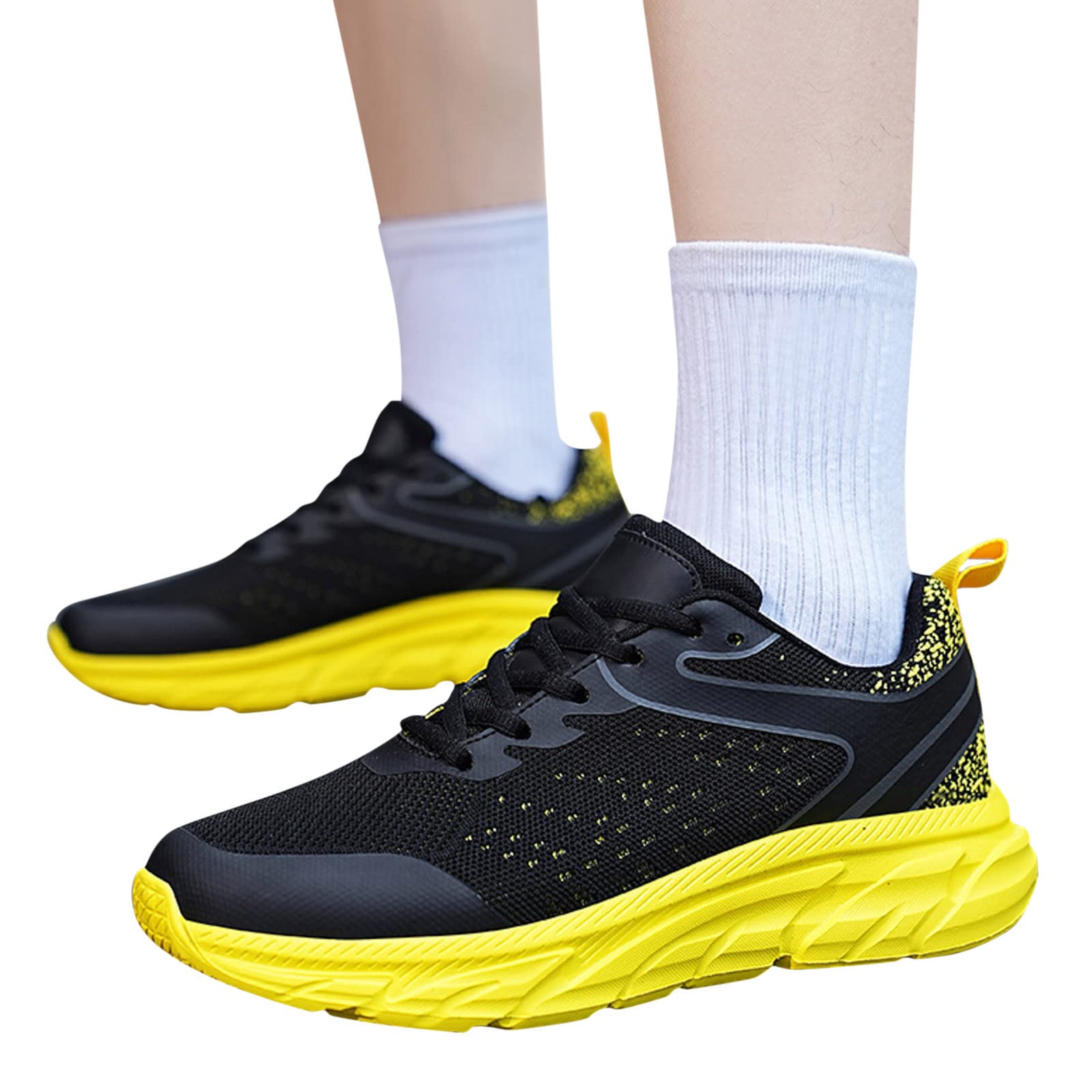 **Men's Lightweight Breathable Running Shoes - Summer Hiking & Trekking Trainers for Jogging, Gym & Outdoor Sports - Comfortable Black Athletic Shoes for Men**