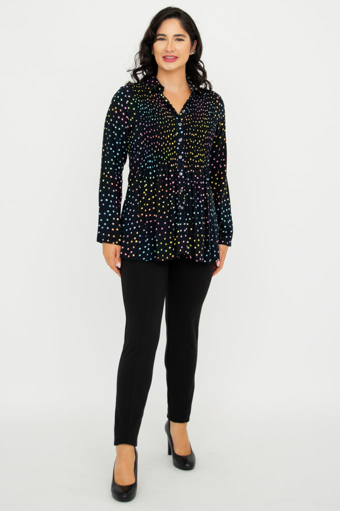 Cindy Long Sleeve Blouse - Rainbow Color Women's Fashion Top for Casual Wear & Office Outfits