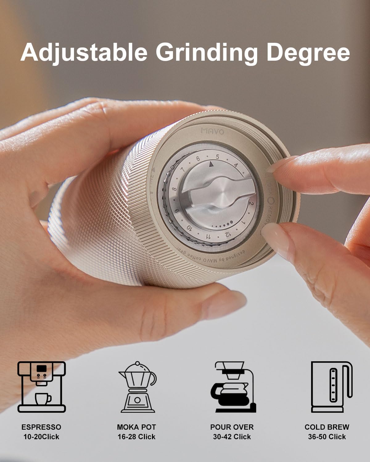 Premium Wizard 2 Manual Coffee Grinder - Stainless Steel Conical Burr with Adjustable Settings | Fast & Efficient Espresso Grinding (20g Capacity) | Perfect for Home Brewing, Camping & Travel