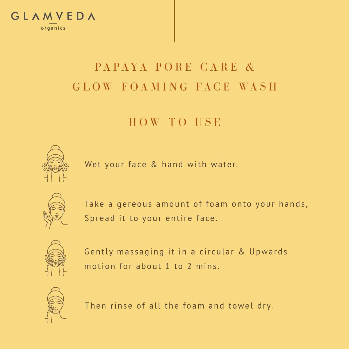 Papaya Anti-Tan & Glow Foaming Face Wash for Brightening & Tan Removal - 150ml | Orange Scent | Suitable for Daily Skincare & Sun-Damaged Skin