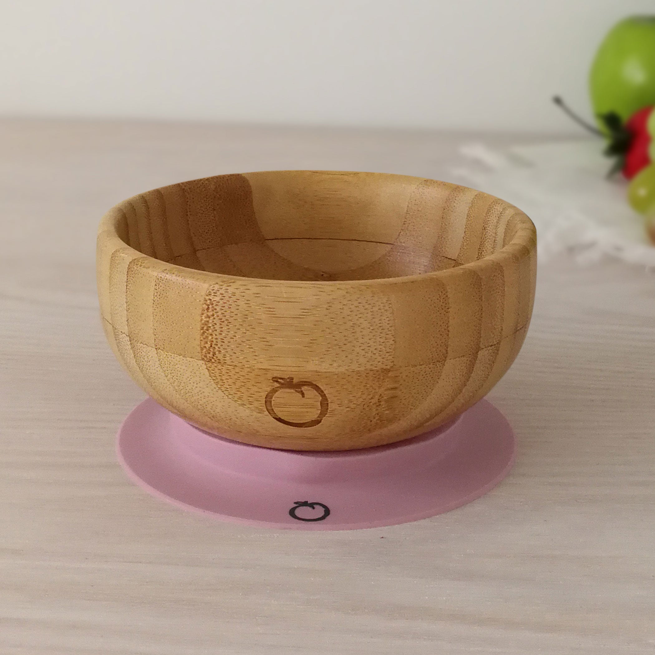 Plum Bamboo & Silicone Suction Bowl for Babies - Non-Slip Toddler Feeding Dish with Lid, Eco-Friendly Baby Bowl for Purees, Cereal & Snacks - Perfect for High Chairs, Travel & Daycare (Dusty Berry)