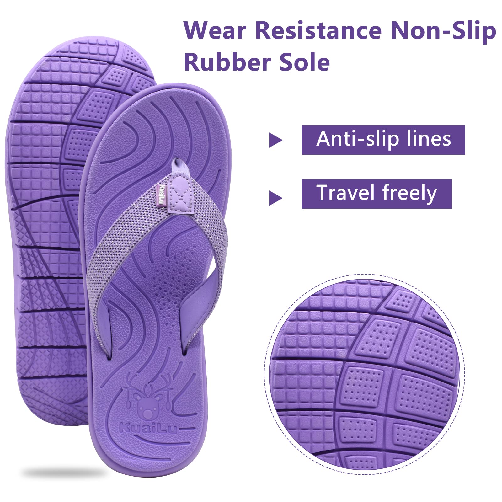 KuaiLu Women's Comfortable Flip Flops with Arch Support - Lightweight Non-Slip Yoga Sandals for Walking, Beach & Summer - Casual Thong Slippers with Cushion for Outdoor, Travel & Relaxation