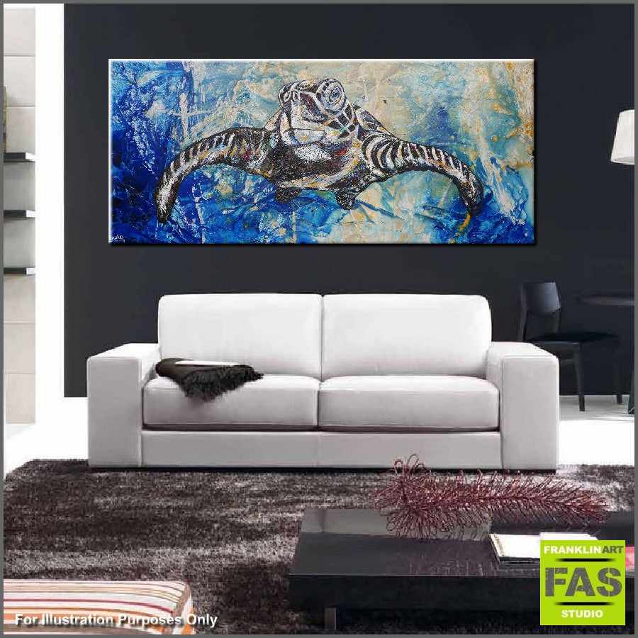 Abstract Realism Sea Turtle Art Print - Stunning Ocean Wildlife Wall Decor for Home, Office & Beach House - Perfect for Coastal & Nautical Theme Rooms