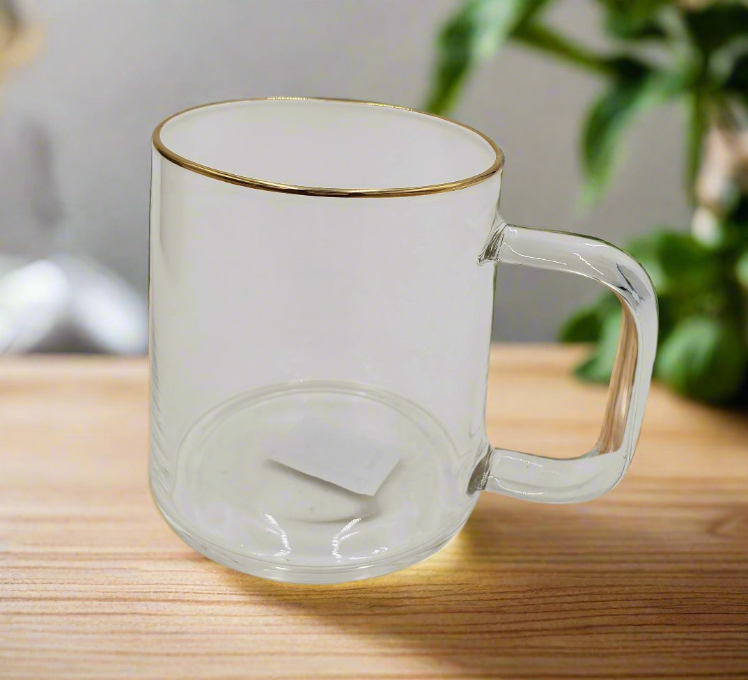 2.75x3.25 Inch Gold Rim Tea Glass - 1 Piece, Elegant Drinking Glass for Hot Tea, Iced Tea, Coffee & Beverages - Perfect for Home, Cafe or Restaurant Use