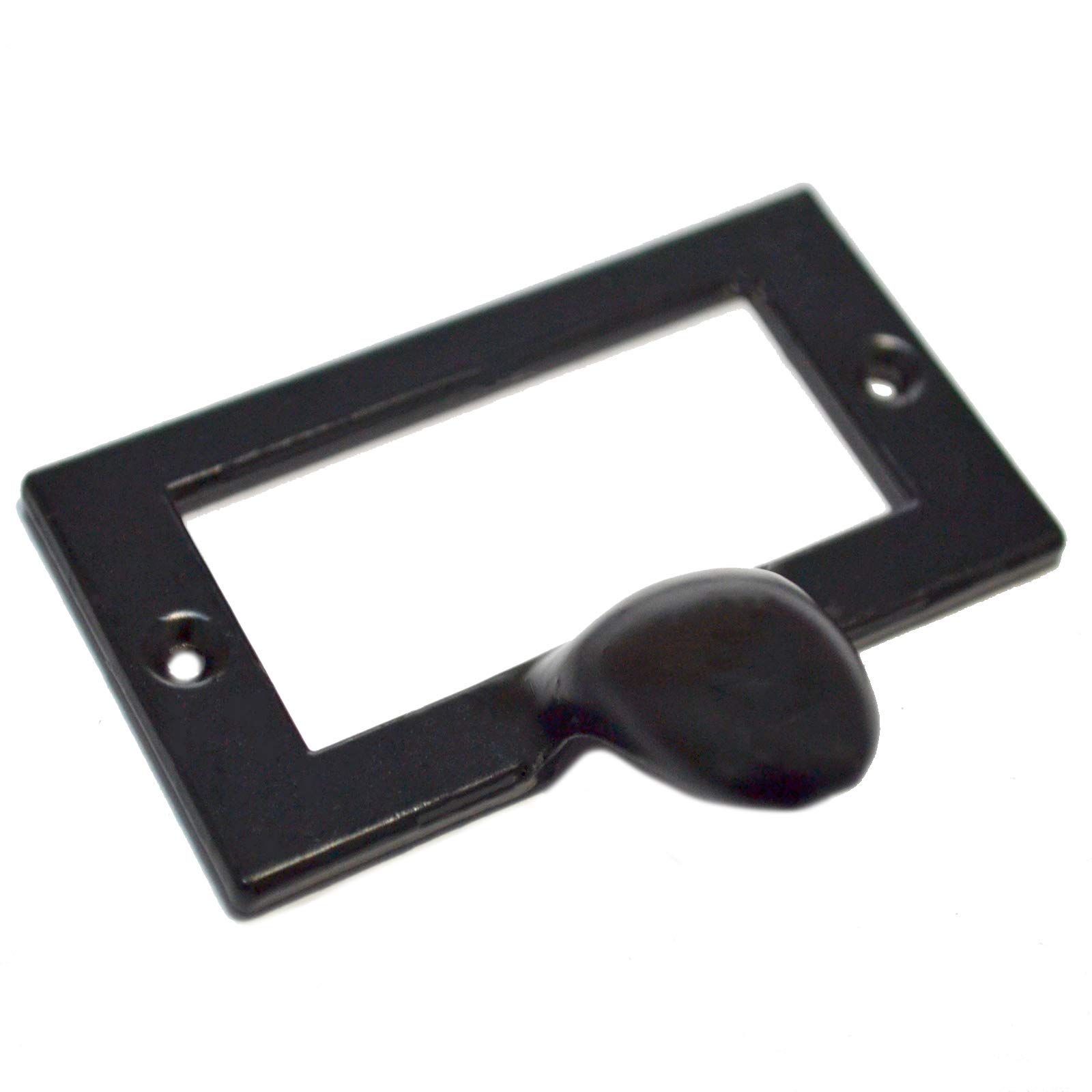 10 Pcs Black Vintage Tag Label Frames - Antique File Name Card Holders & Drawer Pulls - Handles & Knobs for Office, Pharmacy, Library Cabinets (2.25