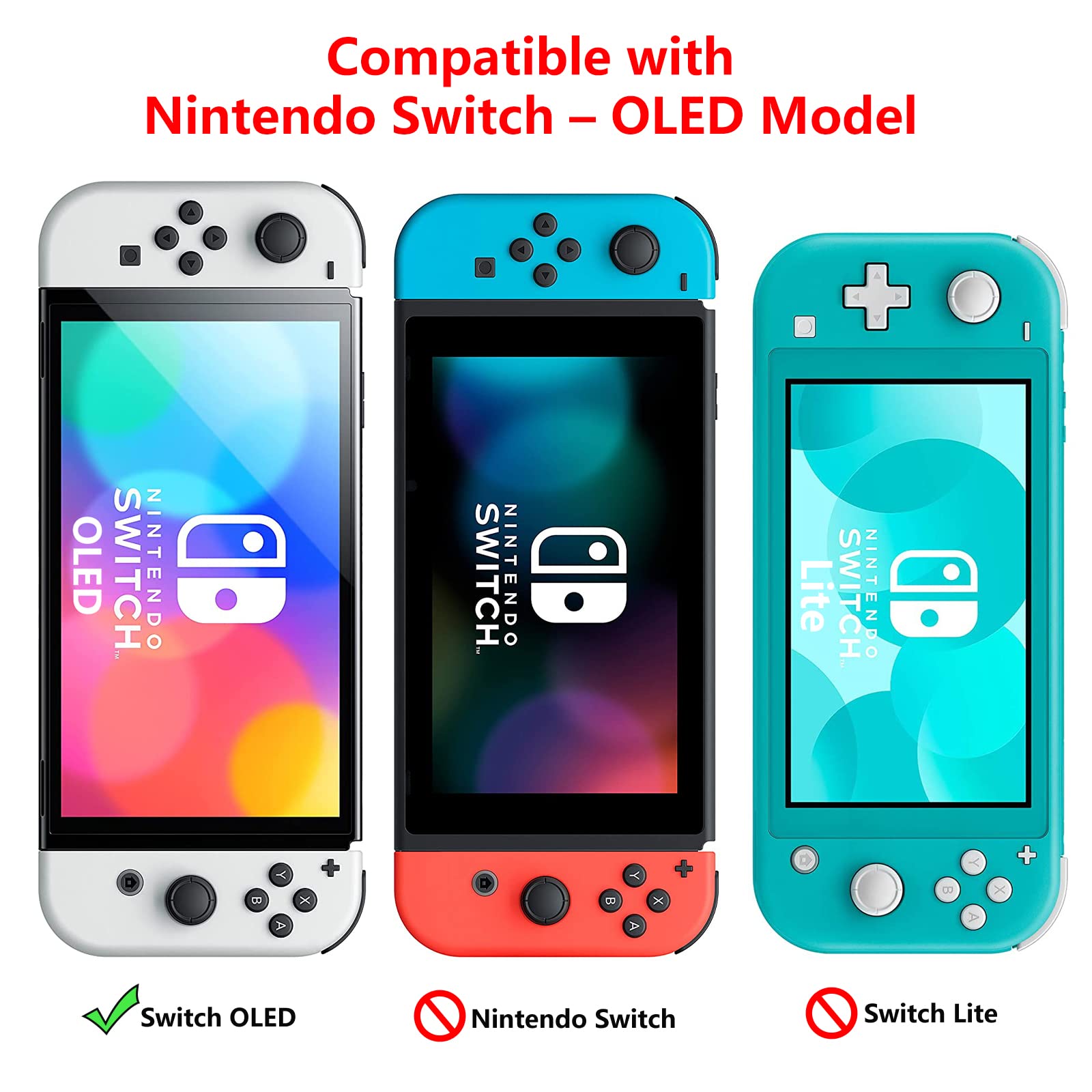 Teyomi Protective Case for Nintendo Switch OLED Model 2021 - Clear Hard Shell Cover with Joy-Con Storage | Travel-Friendly Switch Accessories Bundle | Perfect for Gaming On-The-Go & Console Protection