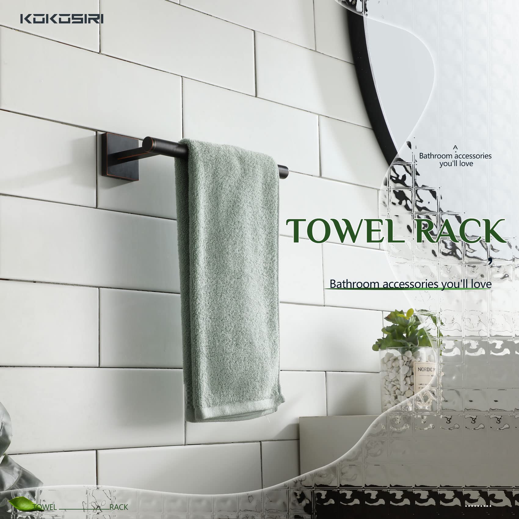 Stainless Steel Wall Mounted Towel Bar & Paper Holder - Oil Rubbed Bronze Bathroom & Kitchen Accessories for Hand Towels, Toilet Paper - Perfect for Modern Bathrooms, Powder Rooms & Kitchens (Model B3008ORB)