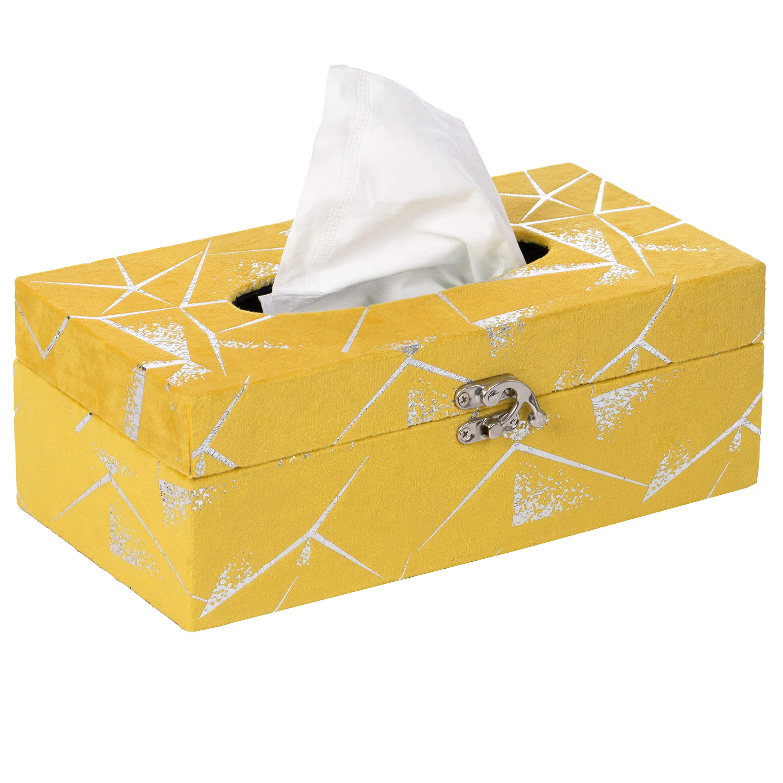 Modern Velvet Rectangular Tissue Box Cover - Soft Yellow Home Decor for Living Room, Bedroom & Office