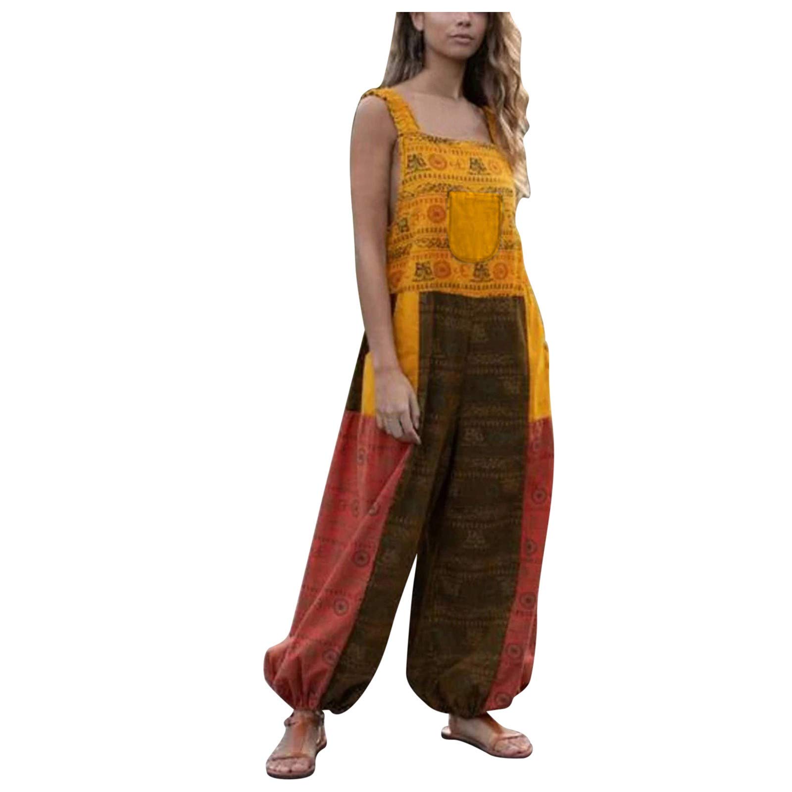 PEGONE Women's Casual Loose Long Jumpsuit - Wide Leg Overalls with Straight Leg Design for Club Wear & Party Outfits | Perfect for Night Out, Date Night and Casual Street Style