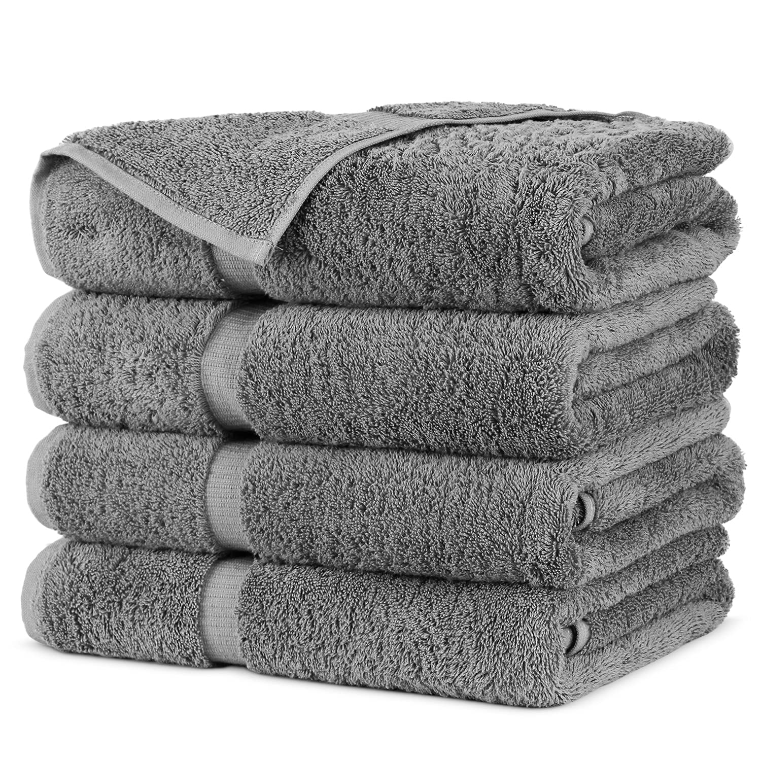 Premium 100% Cotton Turkish Bath Towels Set of 4 - Ultra Soft & Highly Absorbent Luxury Towels for Spa, Beach & Home Use (Gray)