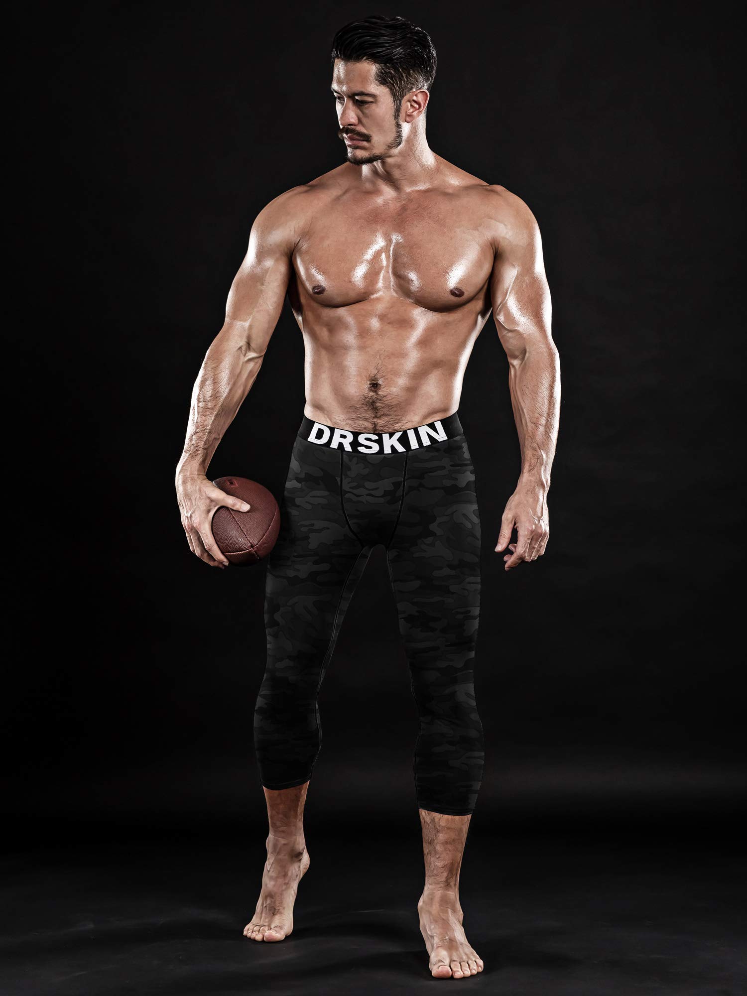 DRSKIN Men's 3/4 Compression Pants - 1/2/3 Pack Athletic Baselayer Tights for Running, Workout & Sports | Moisture-Wicking & Muscle Support for Gym, Cycling & Outdoor Activities