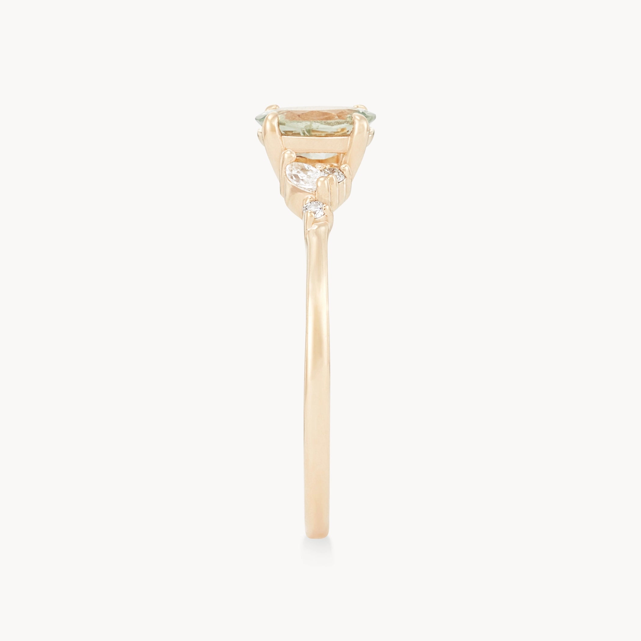 Love's Reverie Unique 14K Yellow Gold Ring with Celadon Oval Cut Sapphire – Perfect for Engagement, Anniversary & Special Occasions