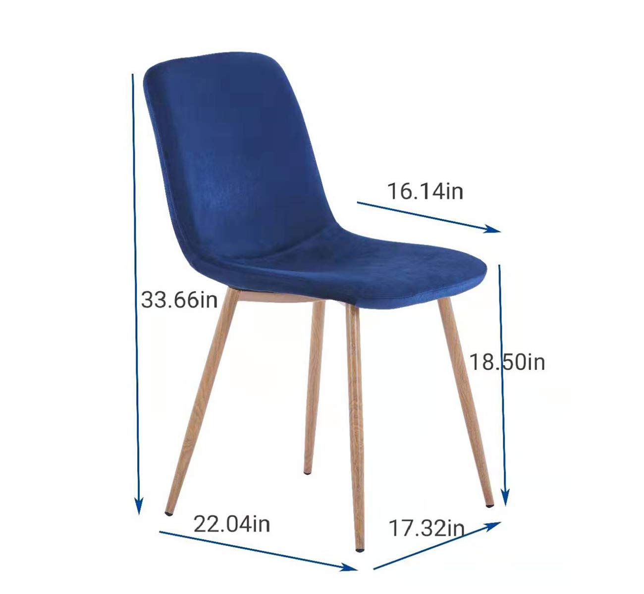 Flesser Velvet Dining Chairs Set of 4 - Blue Upholstered Side Chairs with Sturdy Metal Legs for Kitchen, Dining Room, Living Room & Home Office - Perfect for Family Gatherings, Dinner Parties and Workspace Comfort