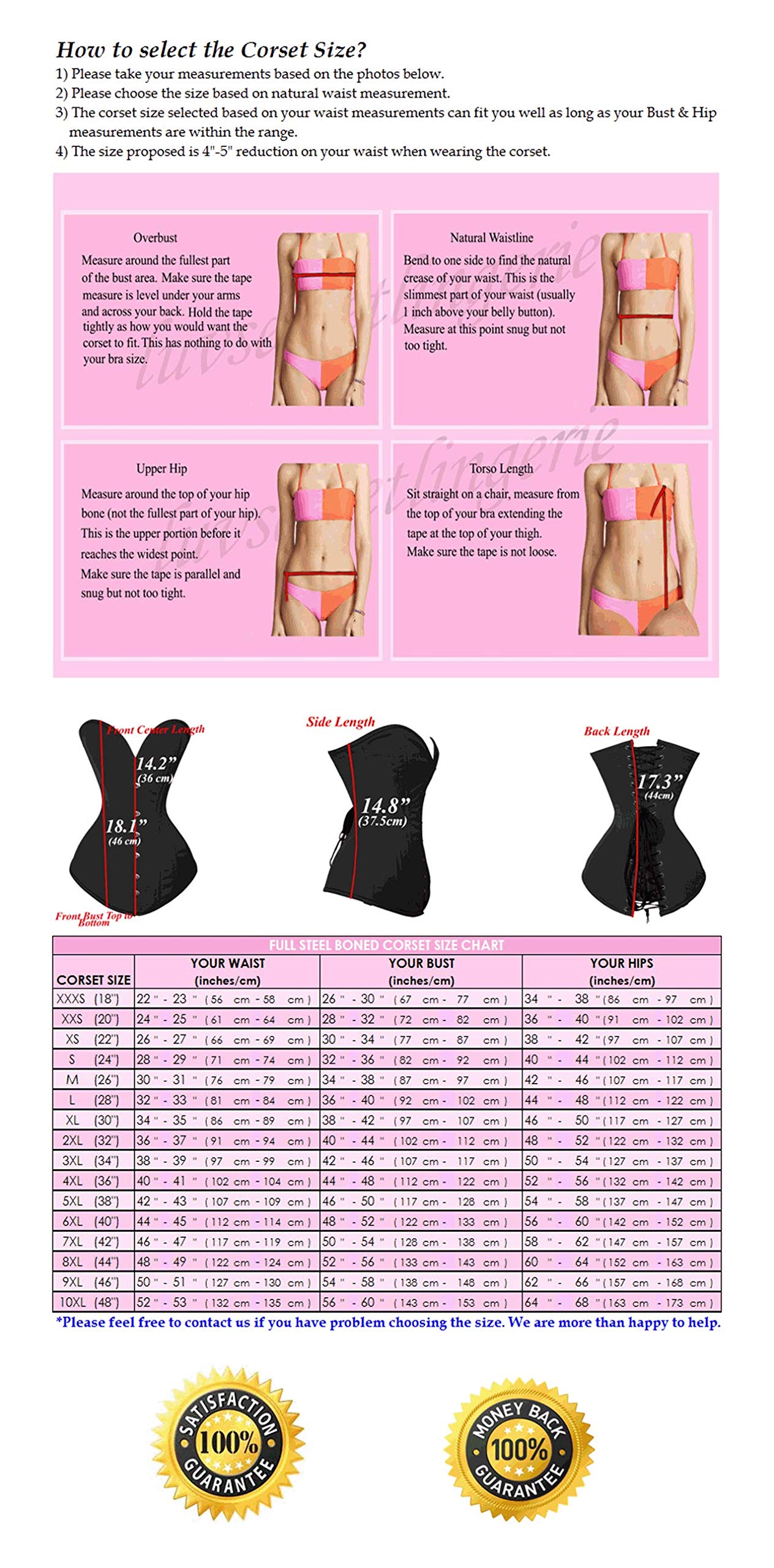 Luvsecretlingerie Heavy Duty 26 Double Steel Boned Waist Training Corset - Underbust Brocade Stripe Design #9966-STR for Waist Cincher, Body Shaping, Burlesque & Victorian Fashion Costume