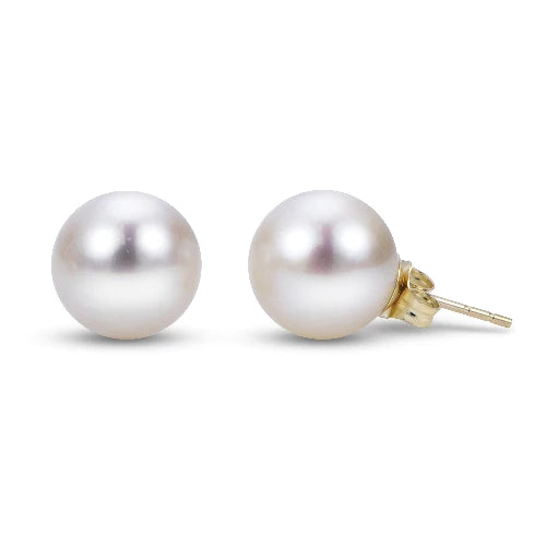 Freshwater Pearl Gold Stud Earrings for Women - 14K Gold Plated Elegant Pearl Earrings - Perfect for Wedding, Party & Everyday Wear