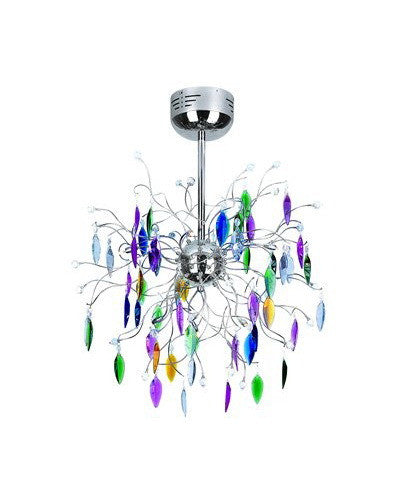 Trans Globe Lighting MDN 424 MC Hadano Collection 8-Light Multicolor Crystal Pendant Chandelier in Polished Chrome Finish - Perfect for Dining Room, Living Room, and Luxury Home Decor