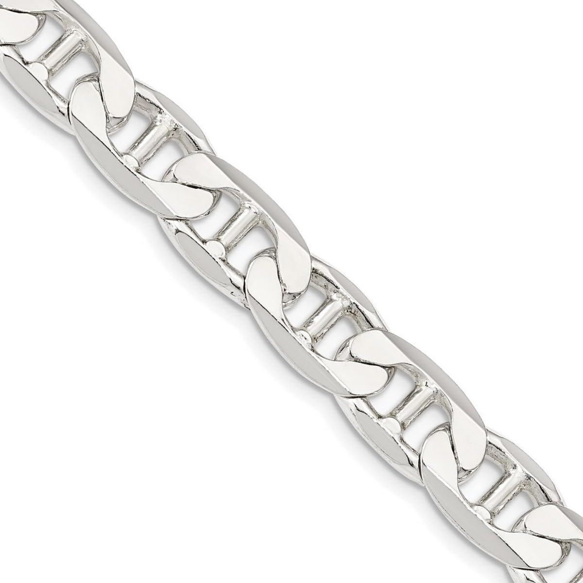 JewelryWeb 925 Sterling Silver Nautical Anchor Chain Anklet - 9.5mm Polished Solid Silver Lobster Claw Bracelet for Women & Men | Perfect for Beach Vacation, Summer Outfits and Nautical Style Accessories
