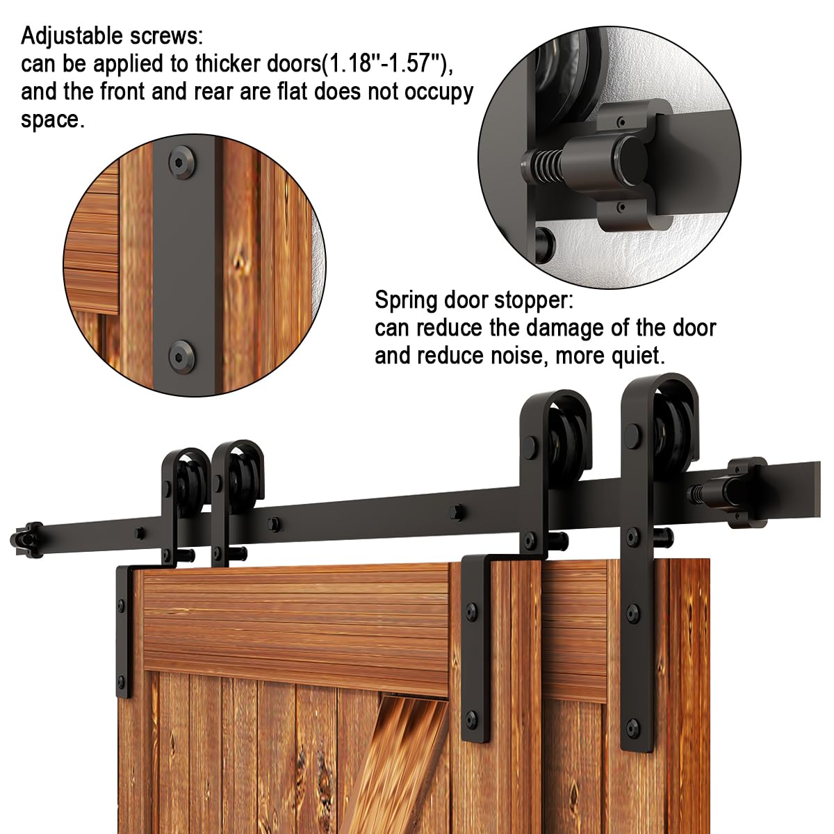 AONAYIOA 6FT Bypass Sliding Barn Door Hardware Kit - Double Wooden Doors Single Track System for 70