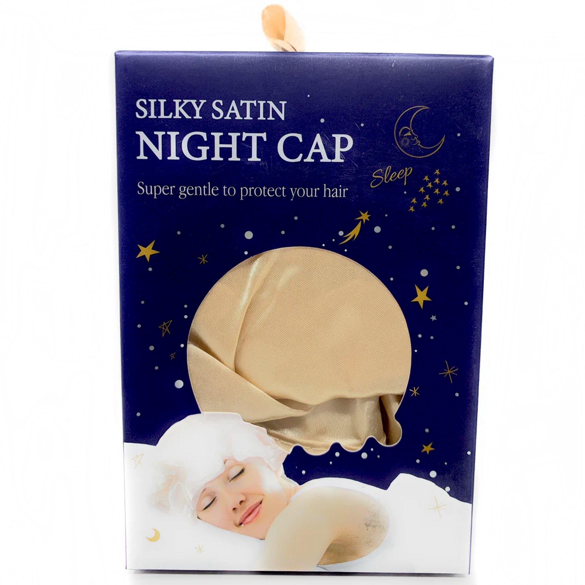 Kingsley Silky Satin Night Cap for Women - Luxury Sleep Bonnet with Gold Trim for Curly & Natural Hair - Perfect for Bedtime, Travel & Hair Protection