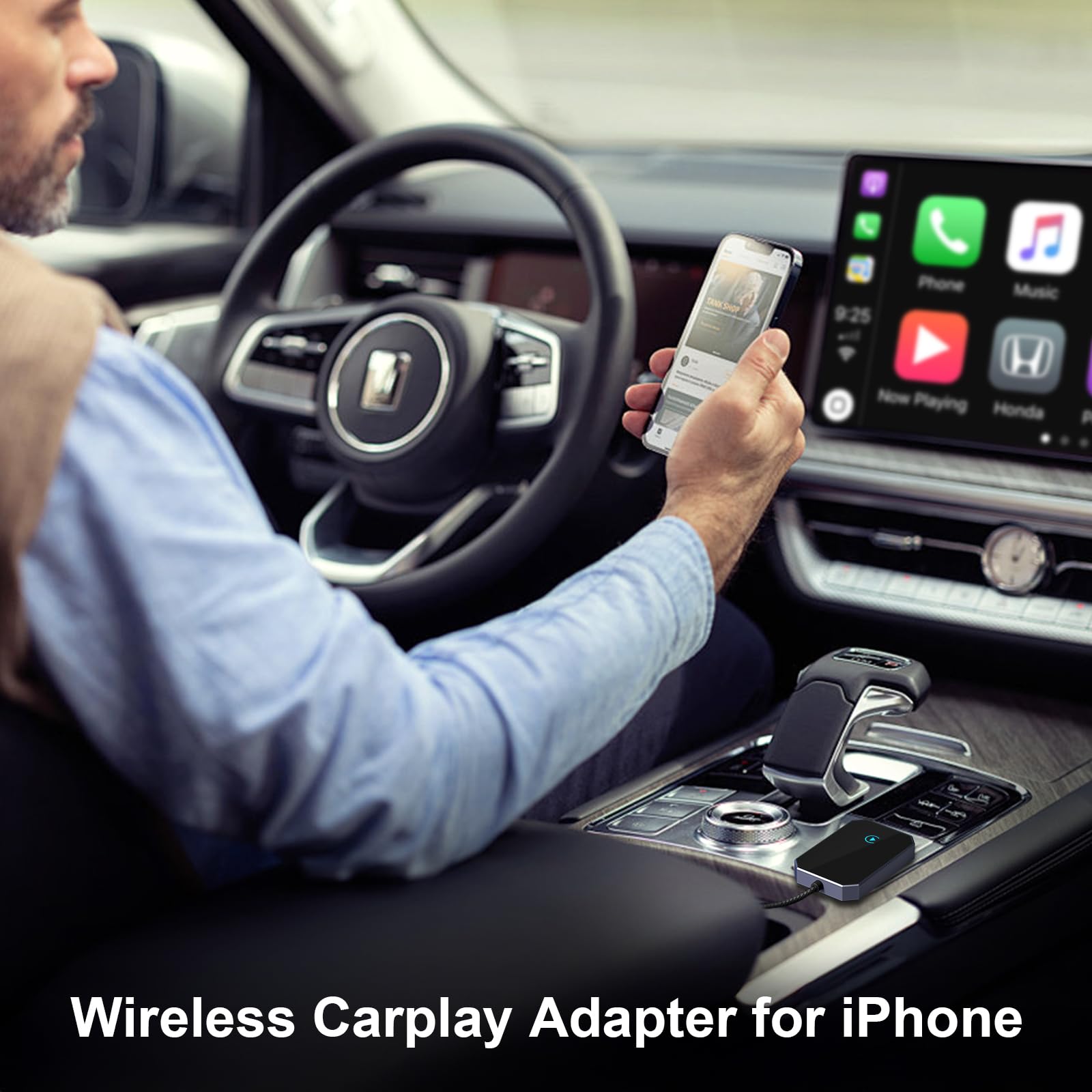Apple MFi Certified Wireless CarPlay Adapter for iPhone - 2025 Upgraded Wired to Wireless CarPlay Converter | Compatible with iPhone iOS 10+ & Cars from 2015 | Seamless Hands-Free Calling, Music & Navigation for Safer Driving