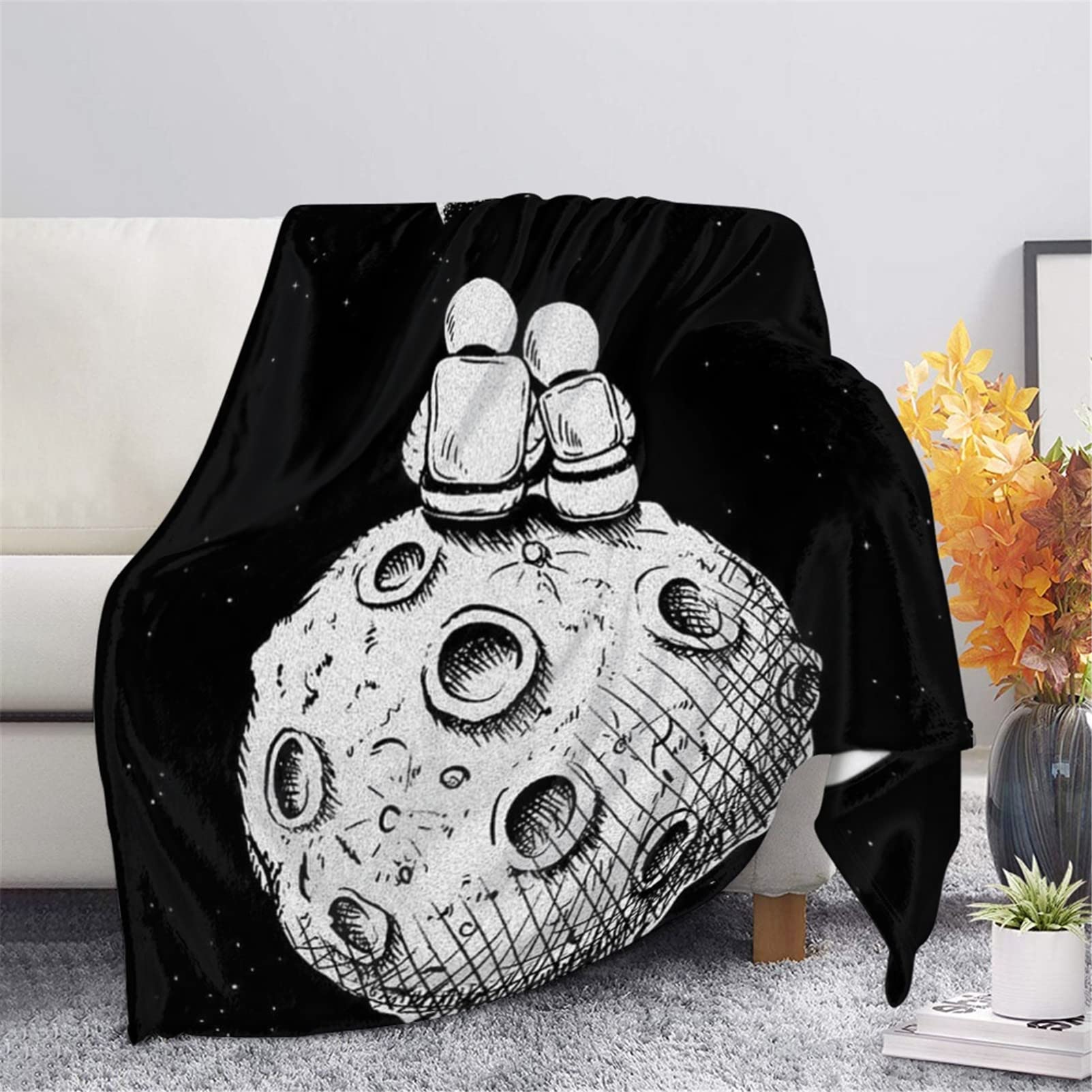 Frestree Astronaut Planet Print Ultra Soft Fluffy Blanket for Boys & Girls - Cozy Bed Throw, Breathable Sofa Cover, Home Decor for Bedroom & Living Room