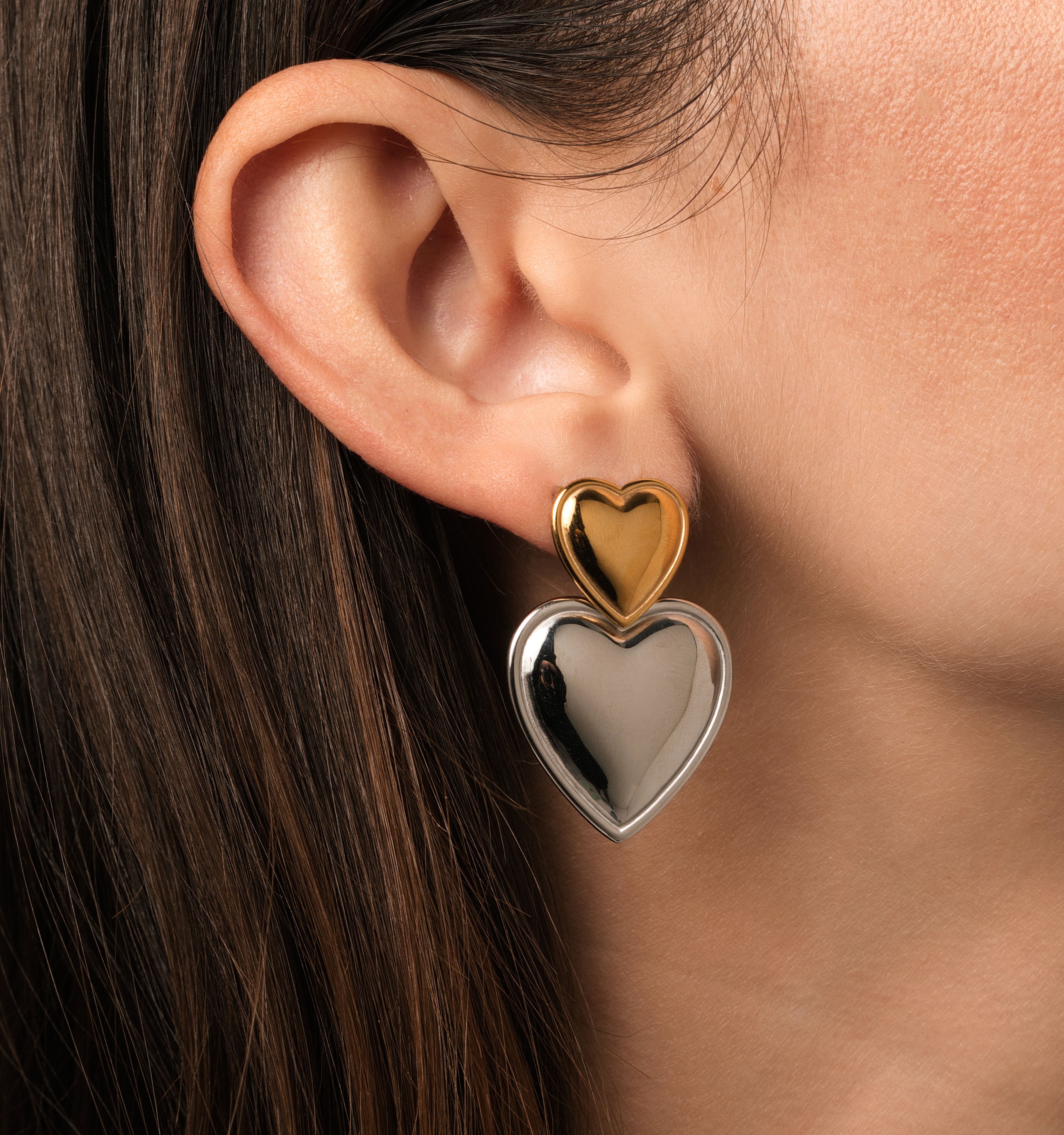 Daphine Heart Earrings for Women - Elegant Gold Plated Heart Stud Earrings - Perfect Gift for Valentine's Day, Anniversary & Romantic Occasions - Ideal for Date Night, Wedding & Special Events