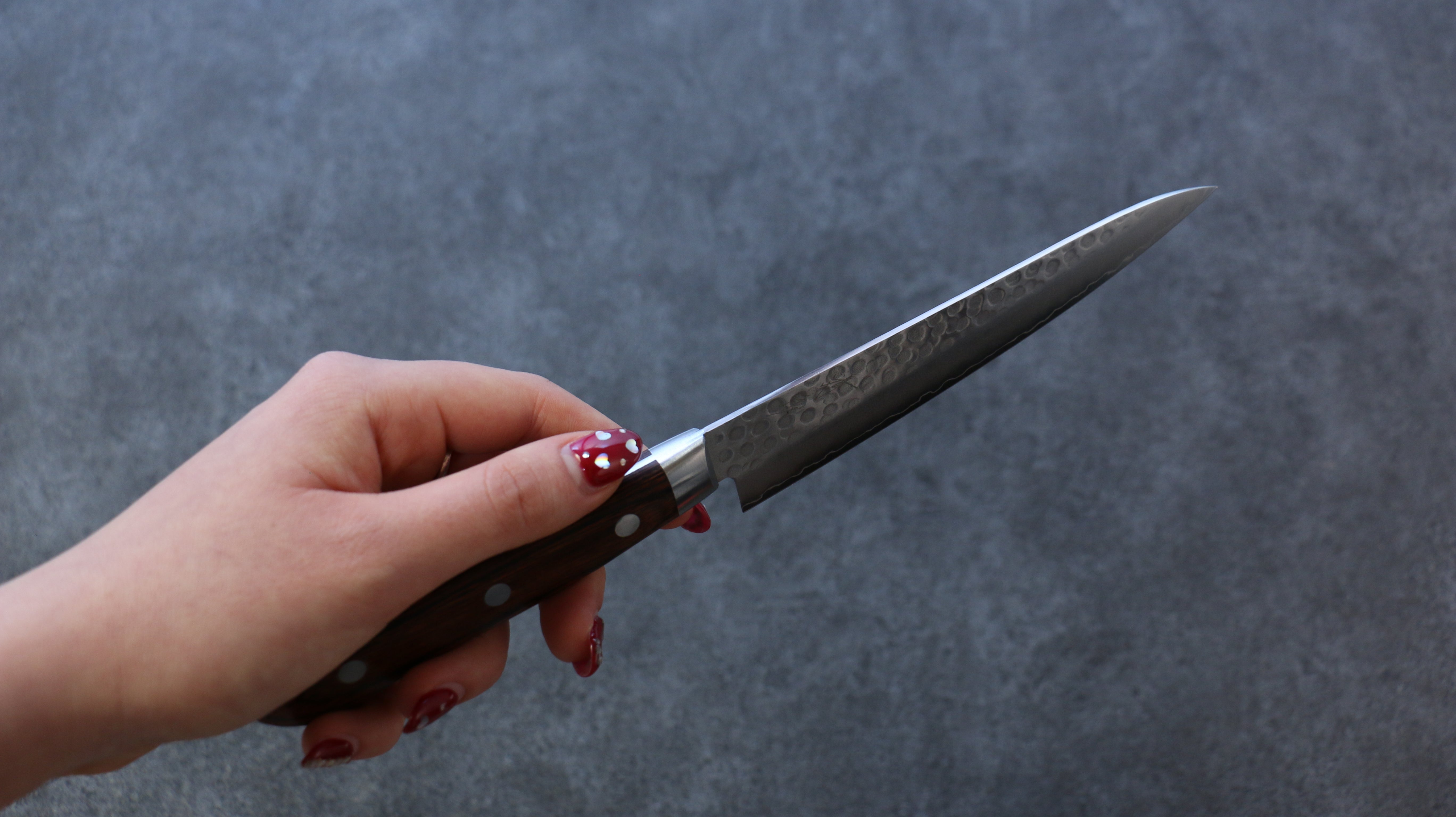 Premium Seisuke Swedish Steel Hammered Petty Utility Knife 150mm - Razor Sharp Japanese Kitchen Knife with Mahogany Handle for Slicing, Dicing & Precision Cutting - Perfect for Chefs & Home Cooks