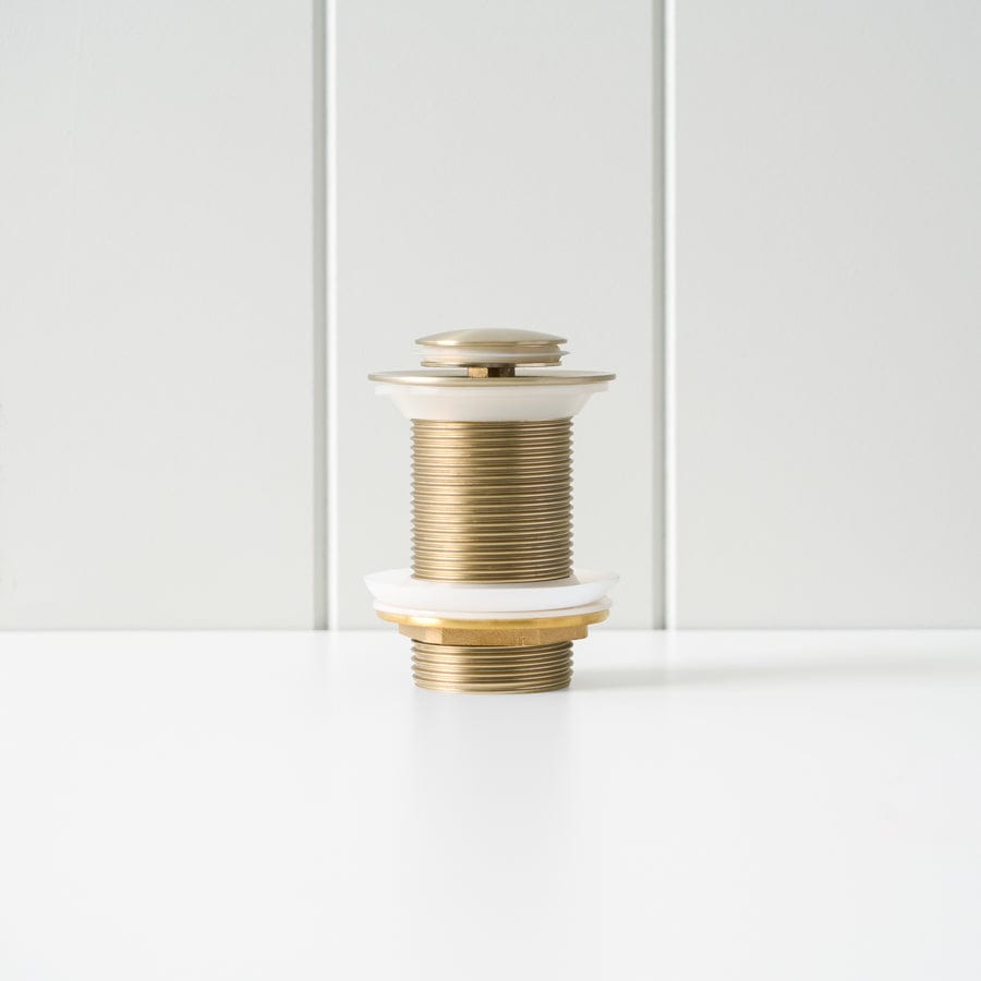 Pop Up Drain Stopper with Warm Brushed Nickel Finish - No Overflow Hole - Perfect for Bathroom Sink, Bathtub & Kitchen Basin
