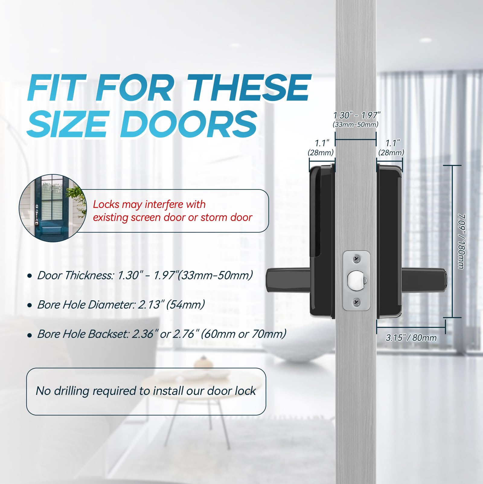 Smart Keyless Entry Door Lock - OLUMAT Fingerprint & Keypad Digital Deadbolt with Handle for Home, Apartment, Garage, Office & Hotel | Secure & Convenient Smart Lock for Front Door, Rental Properties & Commercial Use