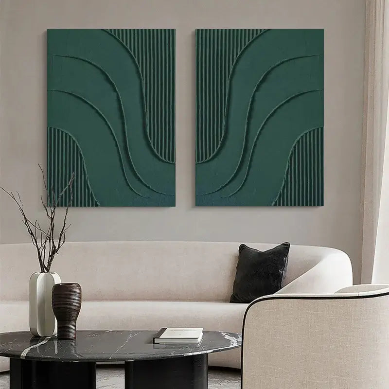 Abstract Tranquility Wall Art Set of 2 - Modern Minimalist Canvas Prints for Living Room, Bedroom & Office Decor #WS015