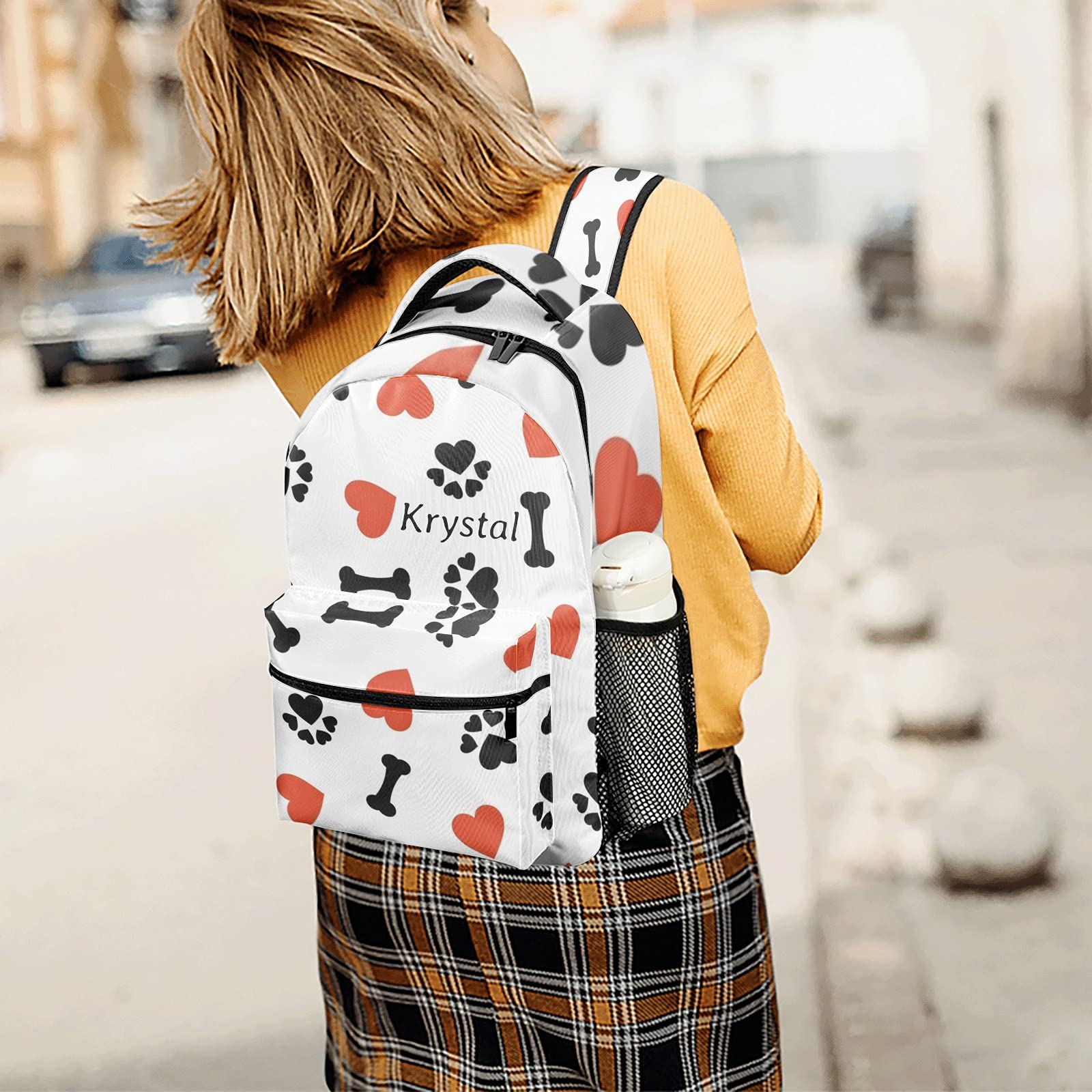 Personalized Red Heart Paw Dog Backpack - Waterproof Travel Pet Carrier for Small Dogs - Custom Name Pet Accessories for Men & Women - Perfect for Hiking, Camping & Outdoor Adventures