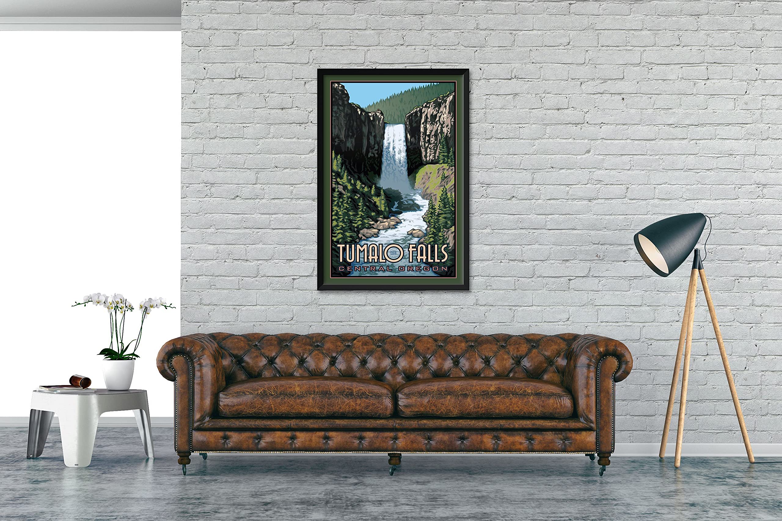 Paul Leighton Framed Art Print - Tumalo Falls Oregon Landscape Wall Decor (32