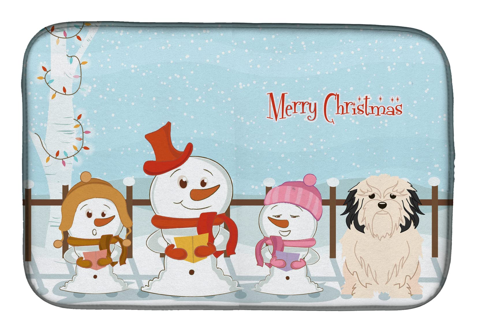 Merry Christmas Carolers Dish Drying Mat - Absorbent Kitchen Counter Mat (14x21