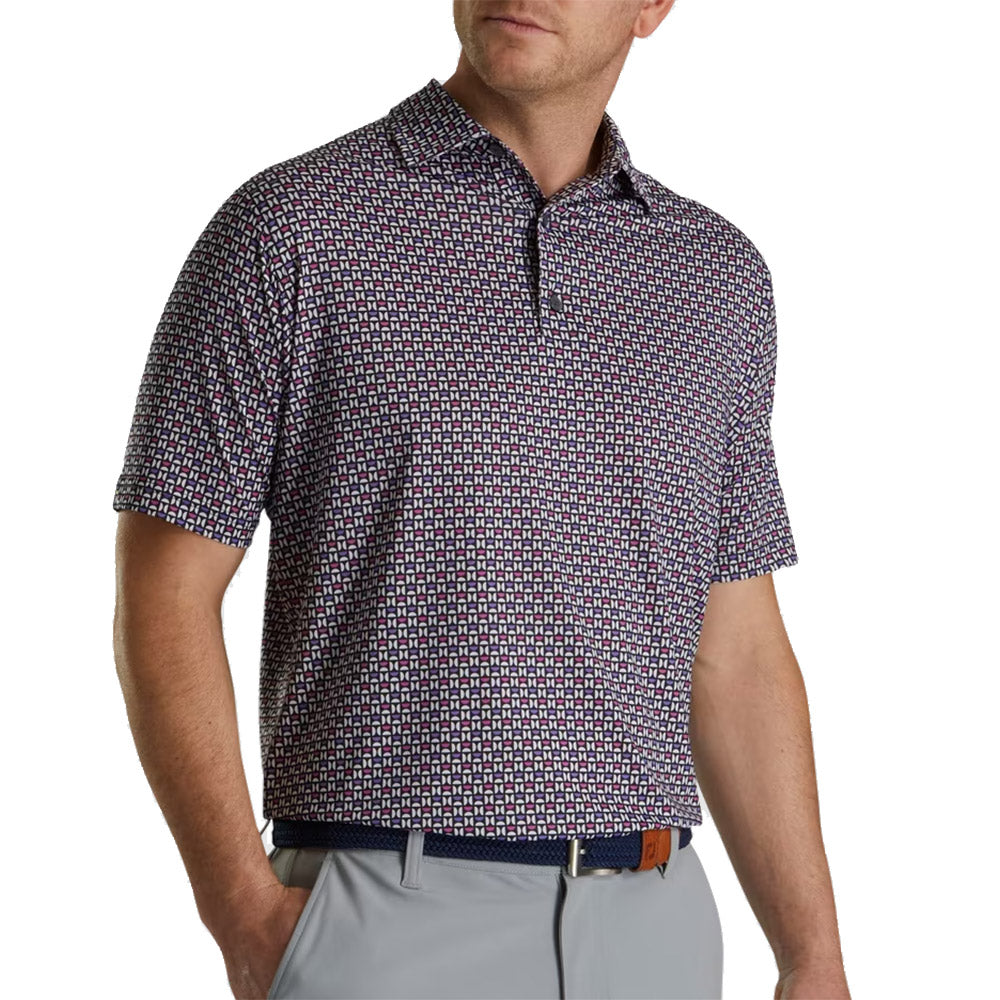 FootJoy Half Moon Geo Men's Golf Polo Shirt - Moisture Wicking, UV Protection & Stylish Design for Comfortable Golfing & Outdoor Activities
