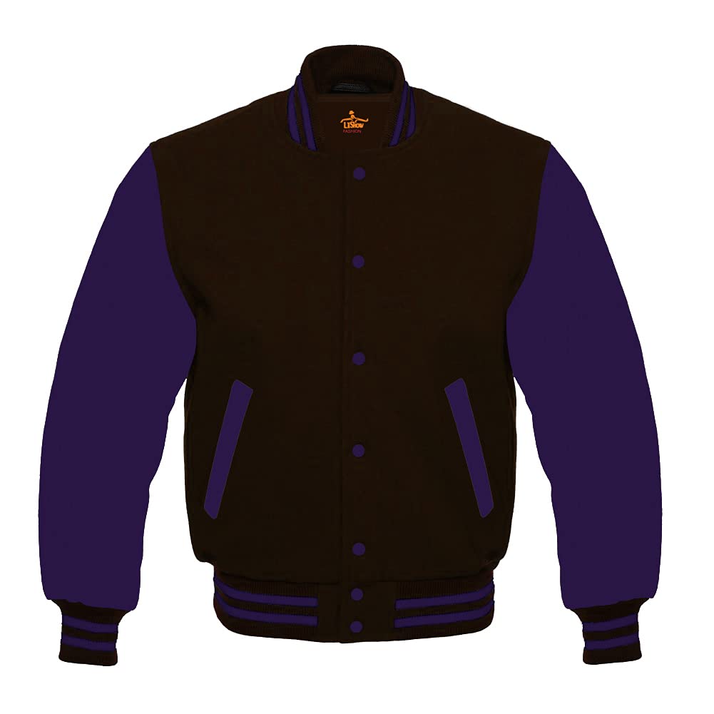 Varsity Baseball Letterman Jacket for Men - Classic Wool Bomber Style with Purple Sleeves | Perfect for School Sports, College Games & Retro Fashion Outfits
