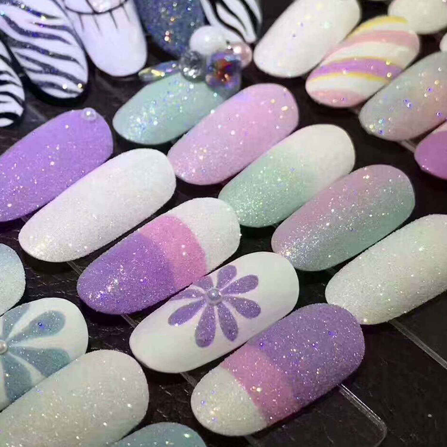 Premium Black & White French Nail Glitter Powder - Shimmering Snowflake Design for Professional Nail Art | DIY Manicure Glitter Dust for Salon-Quality Shine | Perfect for Holiday Nails, Wedding Designs & Creative DIY Crafts