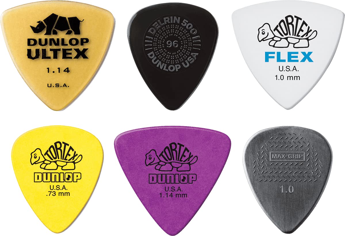 Dunlop Bass Variety Guitar Picks - 12-Pack Mixed Thickness Plectrums for Bass & Electric Guitar - Perfect for Rock, Jazz & Studio Recording