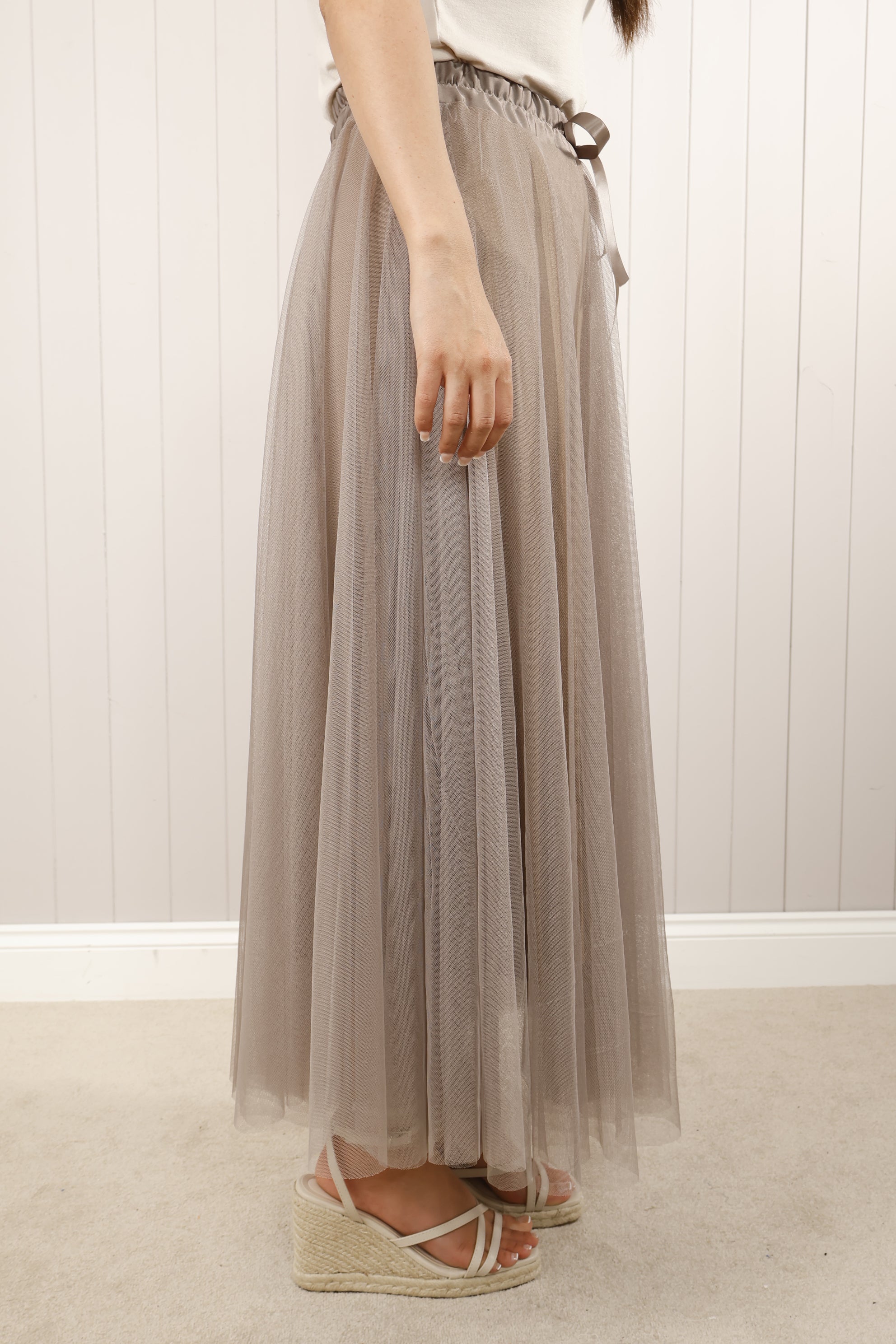 Elegant Tulle A-Line Skirt in Latte Color - Perfect for Weddings, Parties & Special Occasions