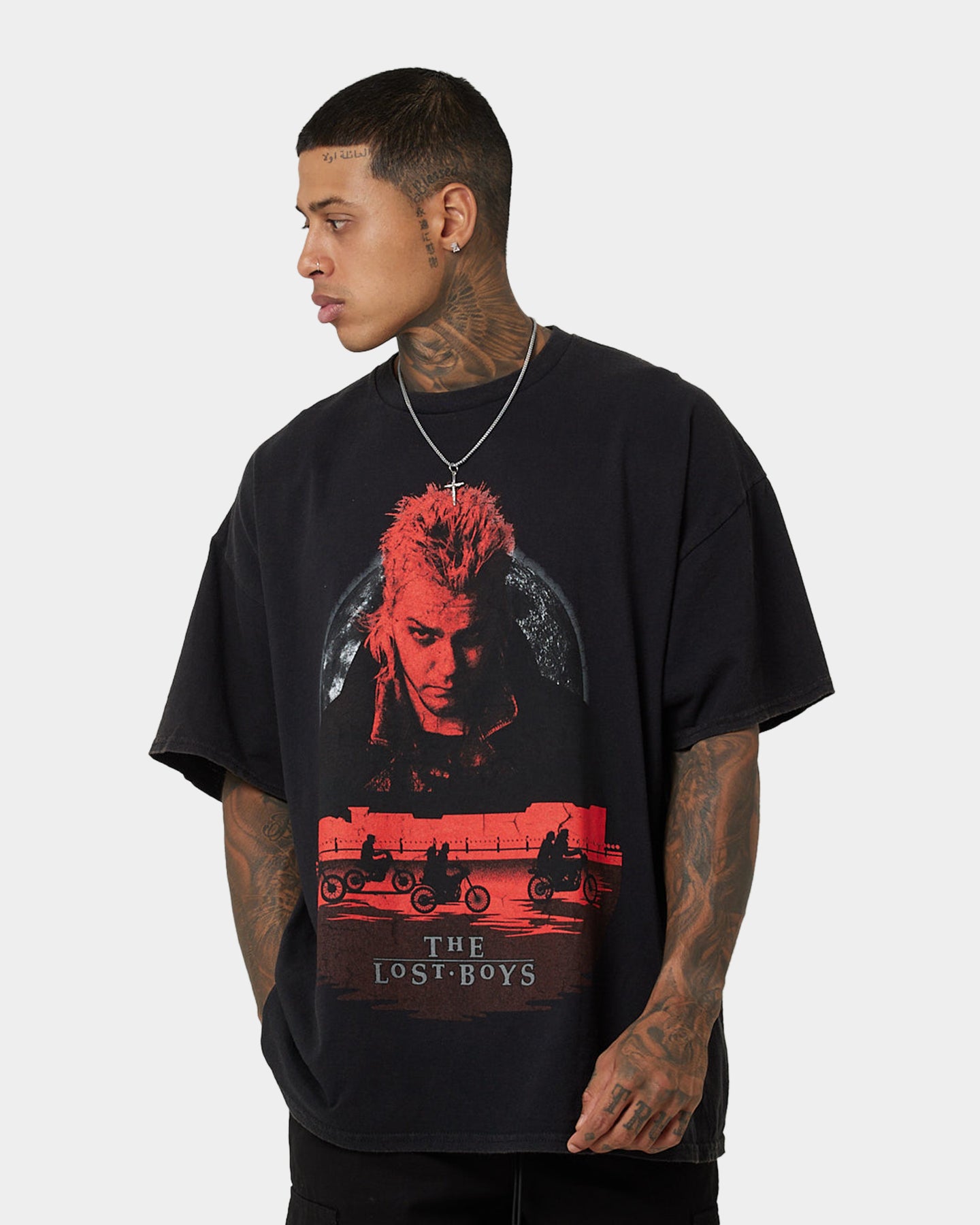 Vintage Lost Boys Moon Graphic T-Shirt - Washed Black Retro Tee for Men & Women - Perfect for Casual Wear, Street Style & 90s Nostalgia Fashion