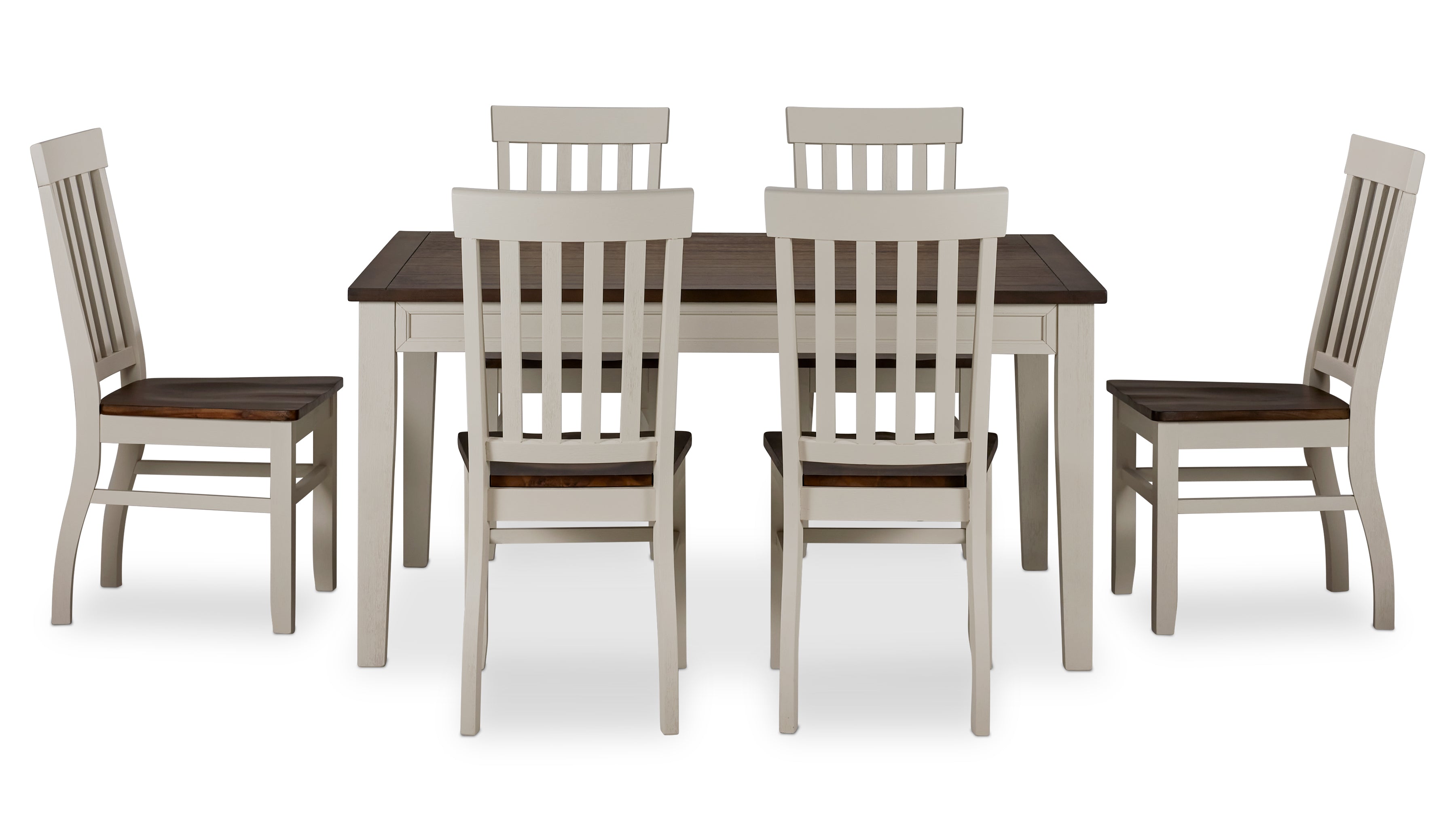 Caylie 7-Piece Dining Set - Ivory & Driftwood Finish - Modern Kitchen Table & Chairs for Small Spaces, Breakfast Nook, or Apartment Dining