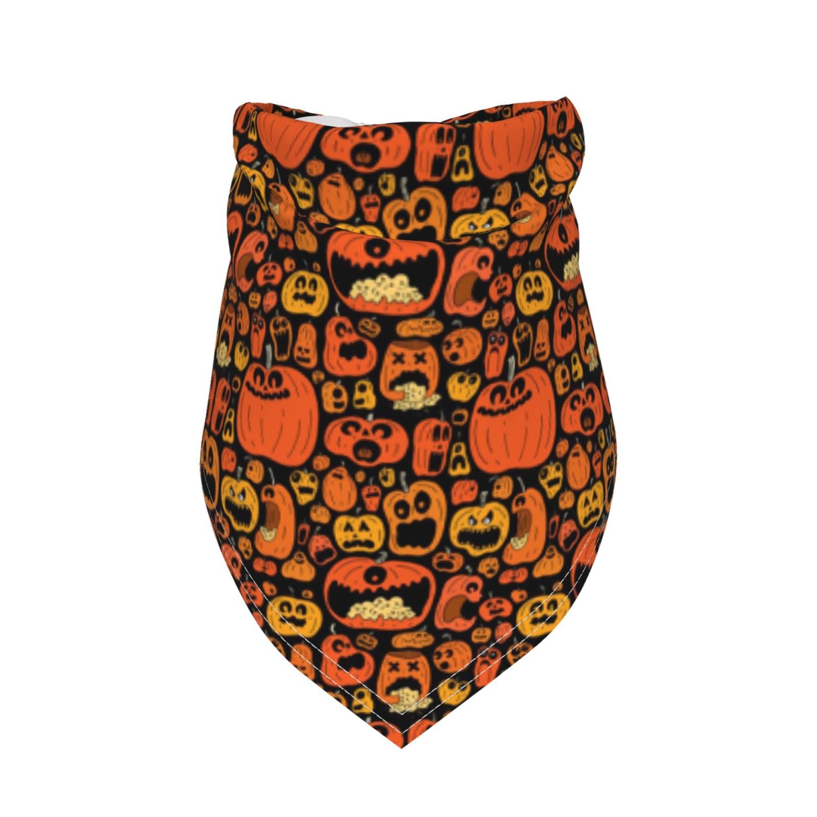 Halloween Pumpkin Jack-O-Lantern Dog Bandana Scarf - Cute Pet Costume Accessory for Small, Medium & Large Dogs - Perfect for Halloween Parties, Trick-or-Treating & Pet Photo Shoots