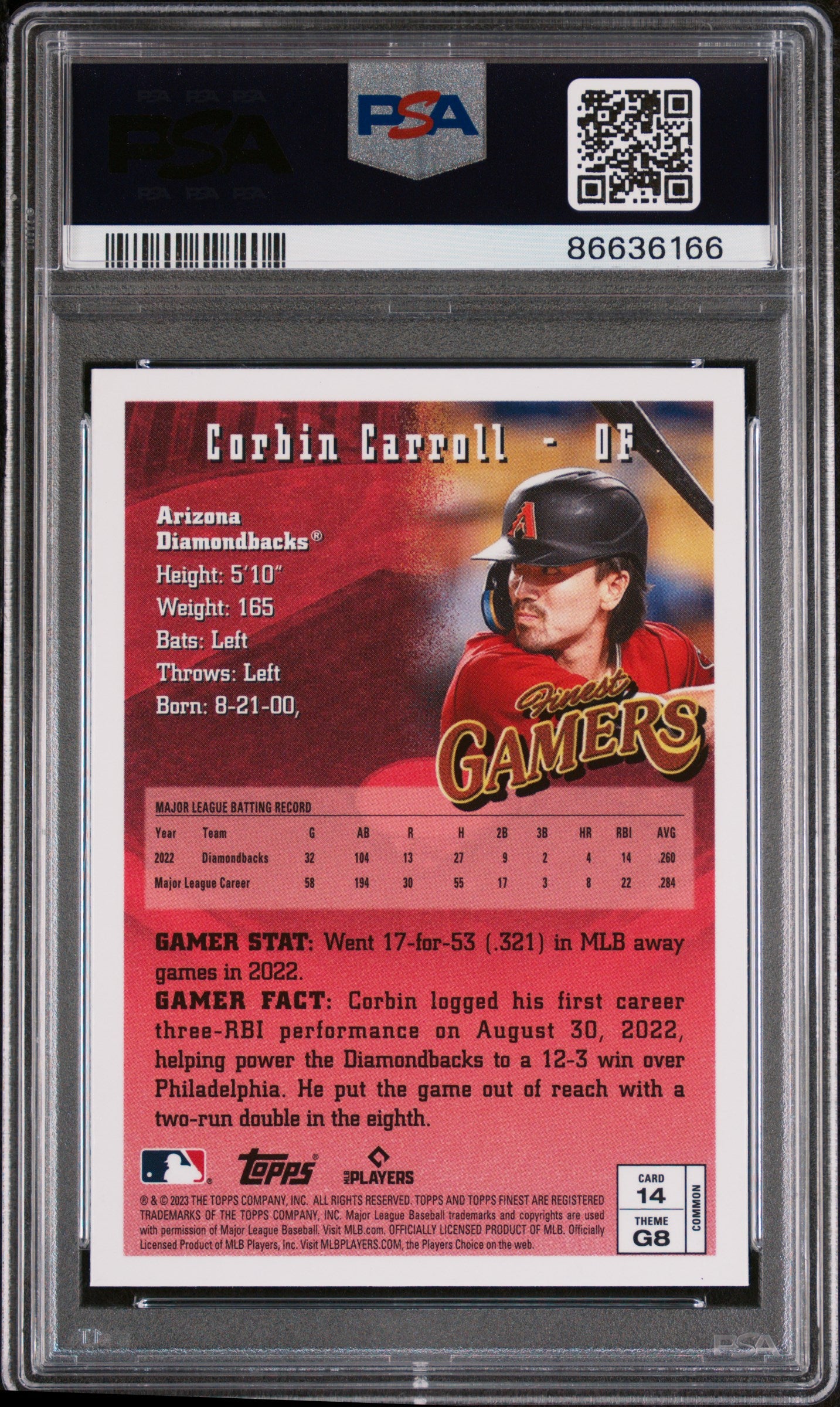 2023 Topps Finest Flashbacks Corbin Carroll #14 PSA 10 Gem Mint Baseball Card - Perfect for Collectors & Sports Memorabilia Displays