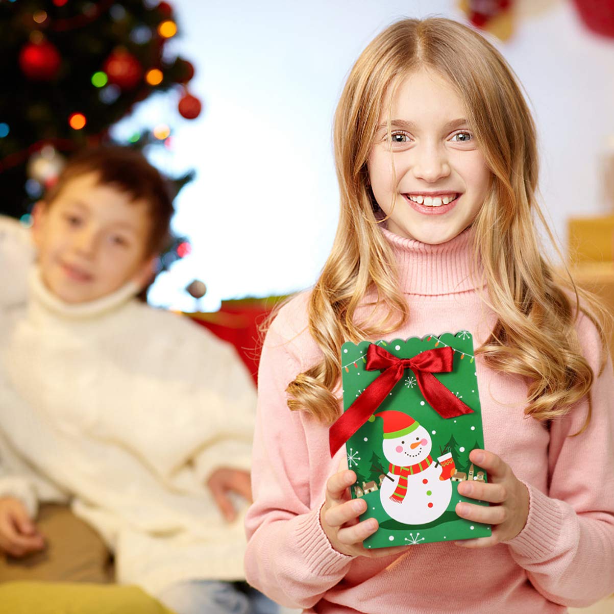 24 Pack Christmas Candy Boxes - 6 Unique Reusable Treat Bags for Gifts, Candies, Cookies | Xmas Party Favors, Holiday Gift Wrapping, Stocking Stuffers & Classroom Treats