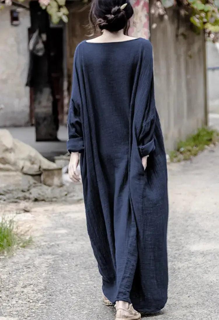 Stylish Oversized Women's Linen Dress - Loose Fit Robe Dress for Summer, Beach & Lounge Wear - Comfortable Boho Maxi Dress for Casual Outings & Vacation
