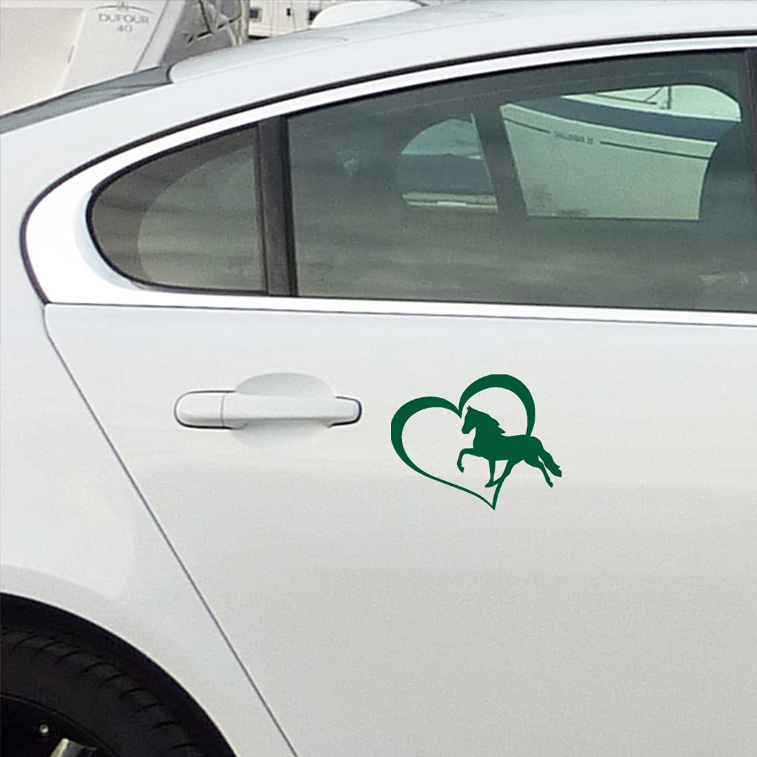 Premium Waterproof Vinyl Decal Stickers - Horse Love Heart (Green) Set of 2 | Durable Laptop, Phone, Helmet & Car Window Stickers | Perfect for Home, Office & Vehicle Decoration