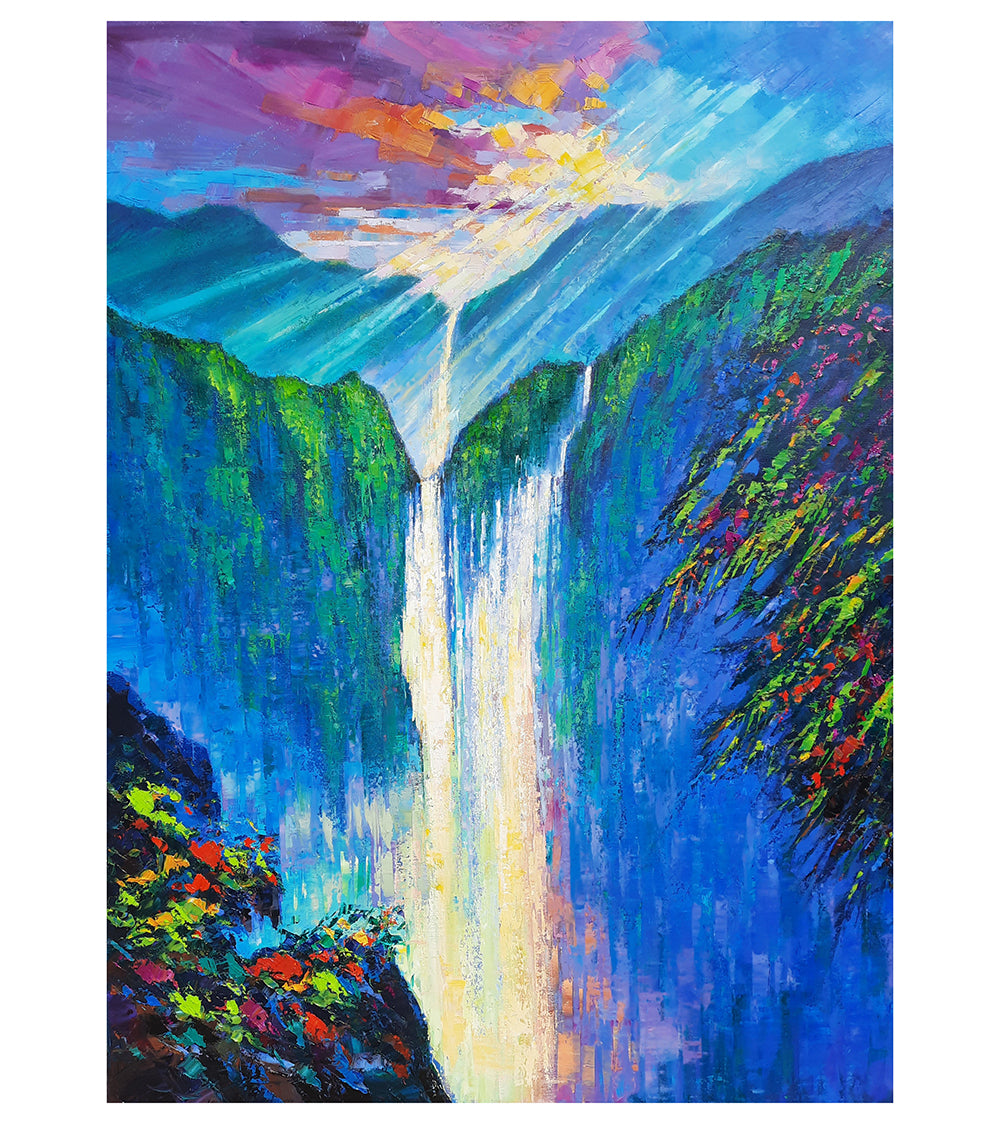 Majestic Falls Wall Art by Roman Czerwinski - Stunning Landscape Canvas Print for Living Room, Bedroom & Office Decor