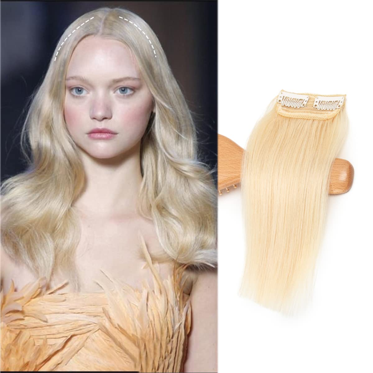 12 Inch Platinum Blonde Human Hair Clip-In Extensions for Short Hair - Natural Straight Invisible Toppers for Thinning Hair & Volume Boost - Perfect for Daily Wear, Parties & Special Occasions (#60)