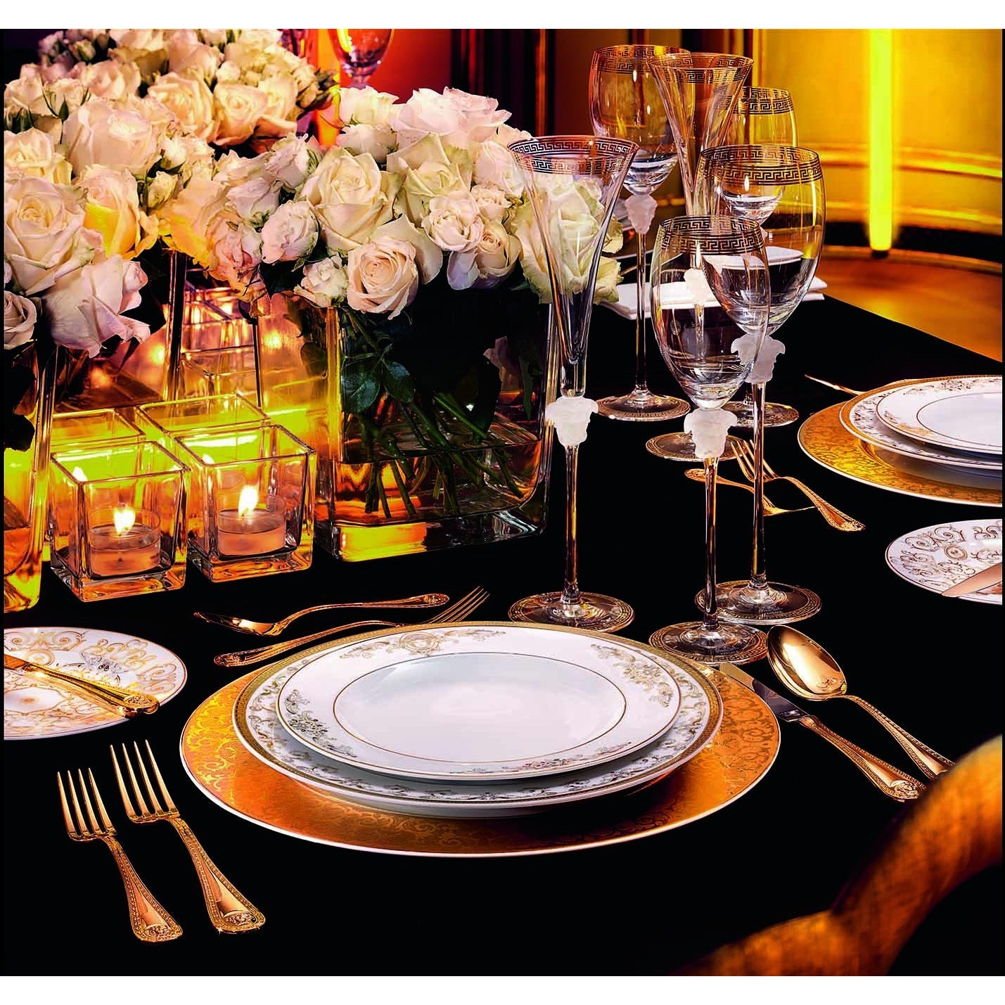 Medusa Gala 5-Piece Dinnerware Set - Elegant Plate, Bowl, Cup & Saucer for Formal Dining & Special Occasions