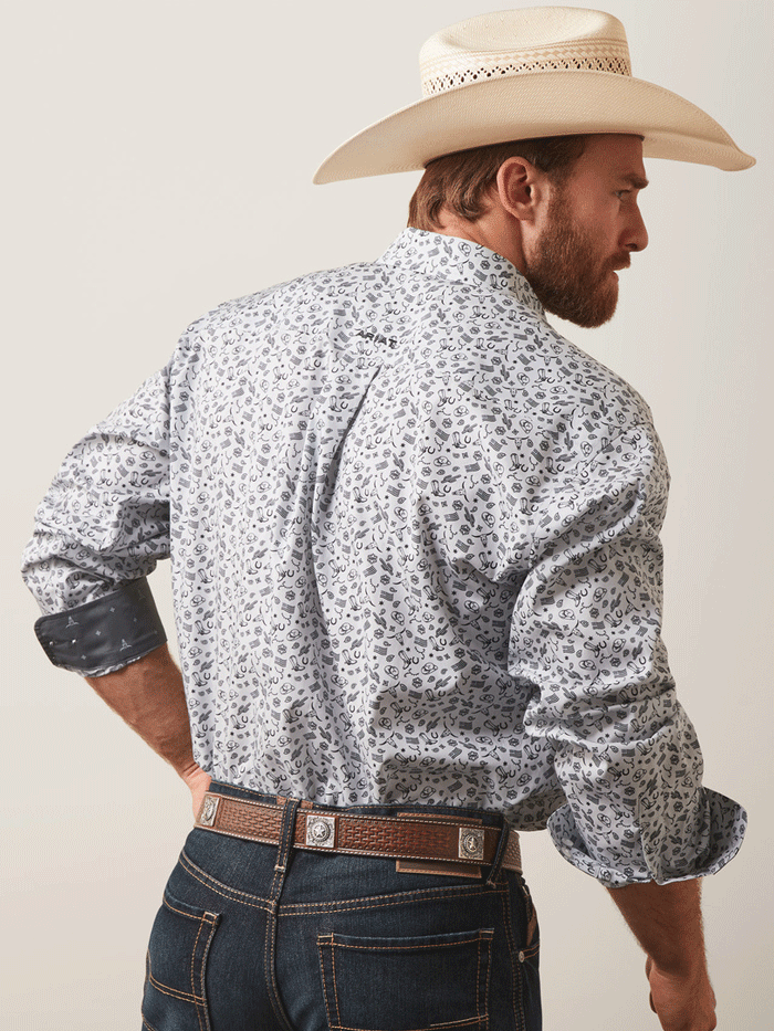Ariat Men's Wrinkle-Free Fortune Classic Fit Shirt - Grey | Comfortable Casual & Work Wear for Outdoor Activities & Office